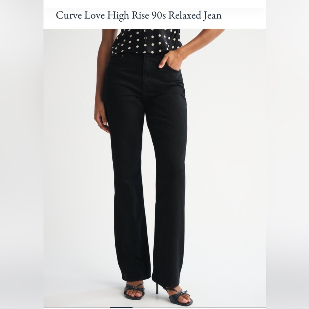 Abercrombie & Fitch Curve Love size 36 Black 90’s Relaxed Ripped Jeans